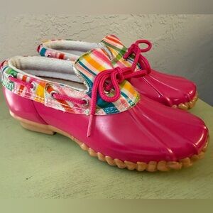 Sperry Top Sider Women's Girls Pink Duckie Size 5M Rubber Waterproof Rain Shoes
